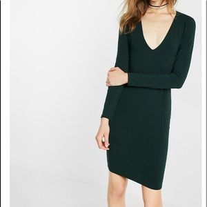 EXPRESS DEEP V FITTED MIDI DRESS
